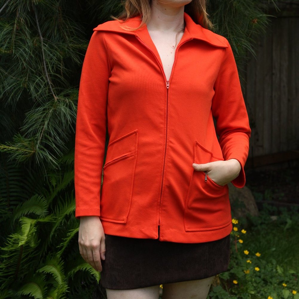 70's Orange Dagger Collar Craft California Wear Zipper Jacket